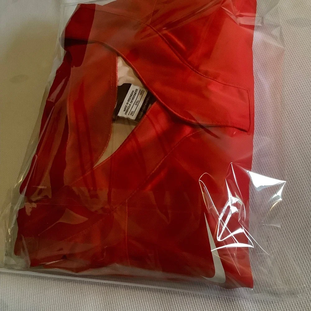 Nike Men Red Long Sleeve V-Neck Training Fall Pullover Jacket 3XL Zipper Pockets